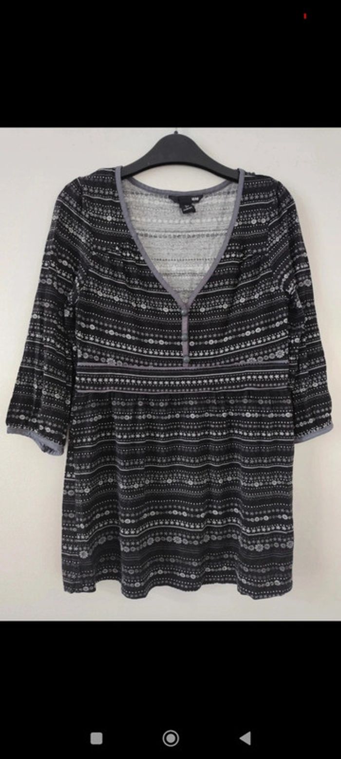 Blouse fluide noire à fleurs taille S H&M