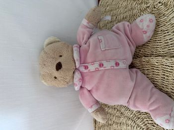 DOUDOU PELUCHE COROLLE OURS pyjama rose poche fleur