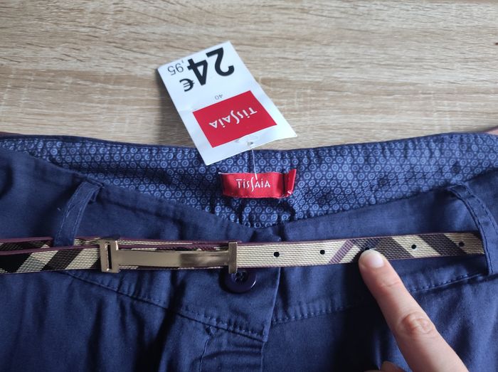 Pantalon bleu marine avec ceinture - photo numéro 4