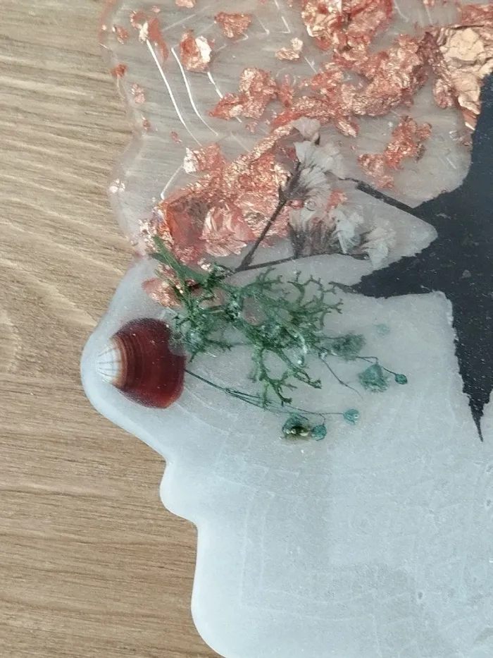 idée cadeau grand porte-stylo en résine coquillages et fleurs séchées abr018 - photo numéro 9