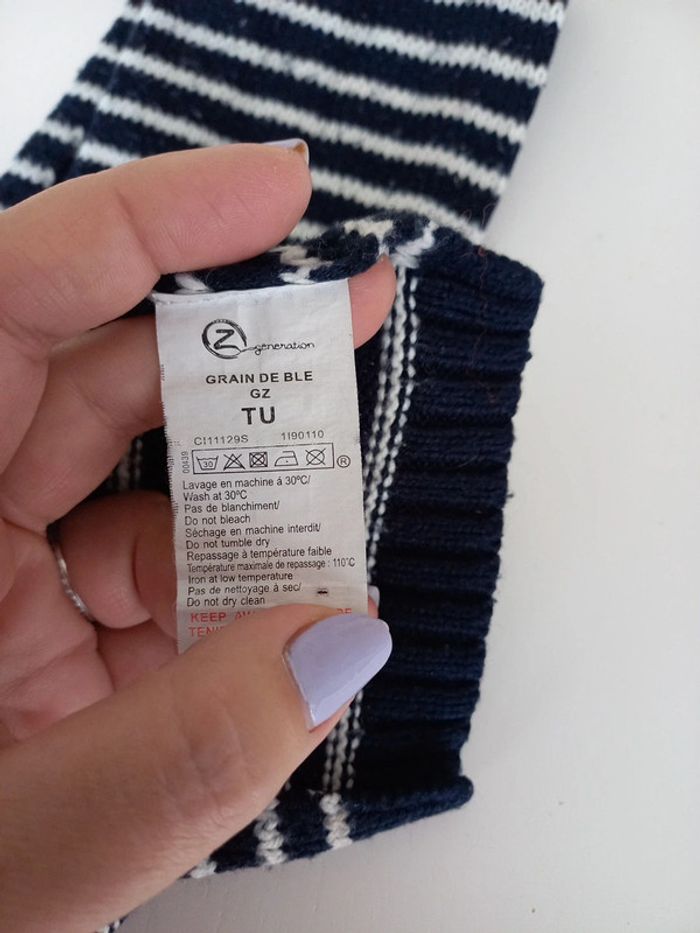 Écharpe enfant bleu marine et blanc - photo numéro 3