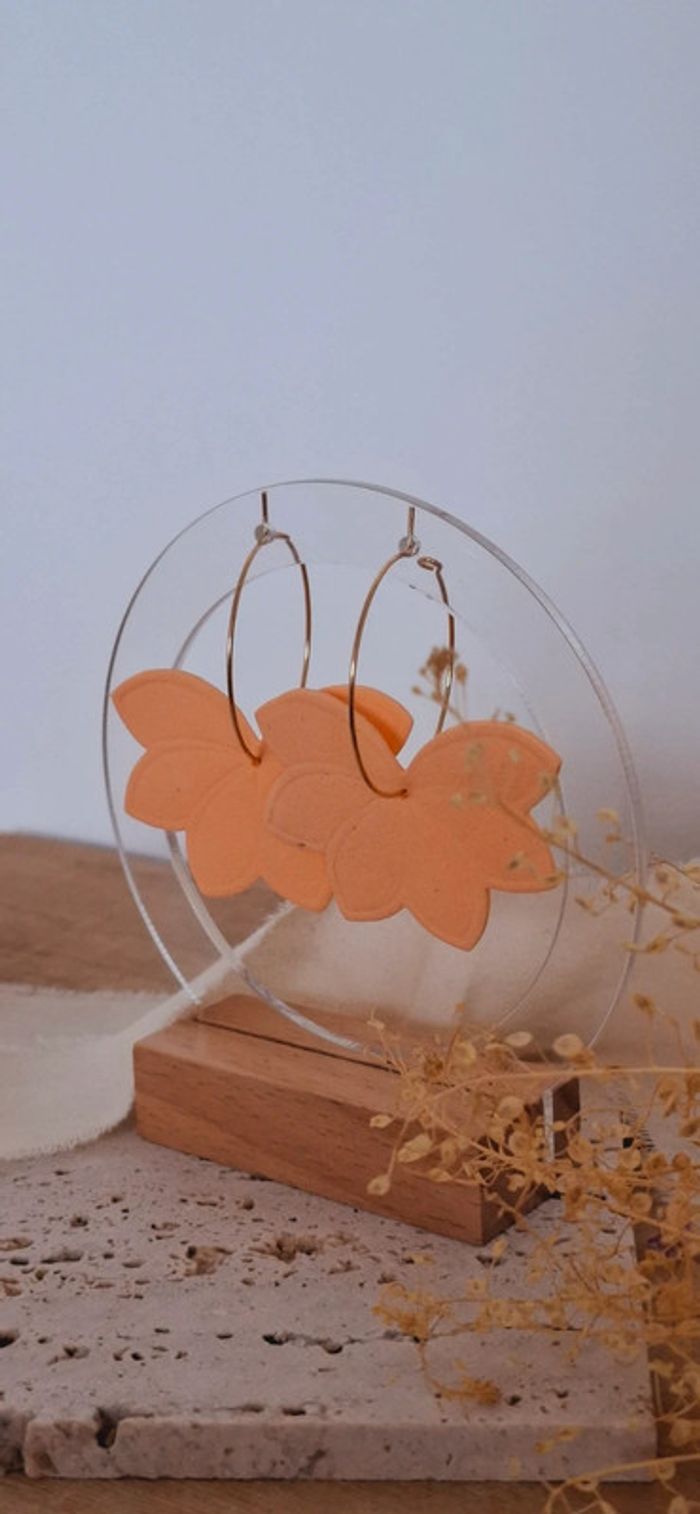 Lys Pêche – Boucles d’oreilles artisanales – Modèle unique - photo numéro 4