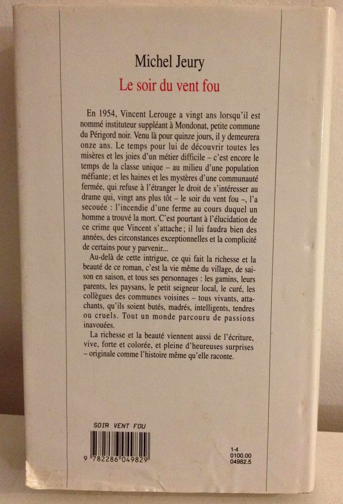 Livre le soir du vent fou Michel Jeury éditions Robert Laffont - photo numéro 2