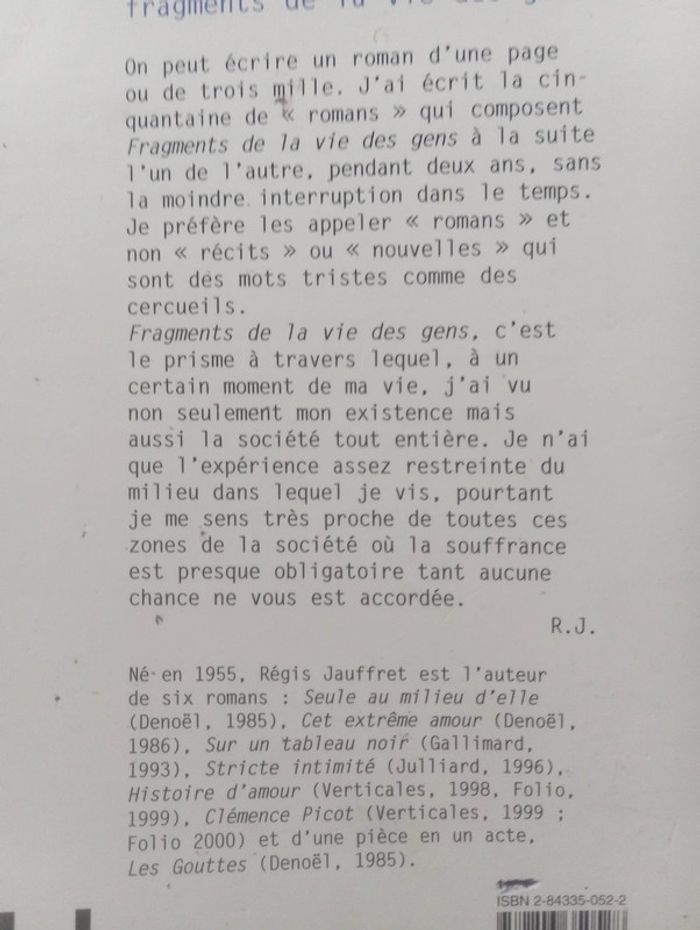 Régis Jauffret - Fragments de la vie des gens - photo numéro 3