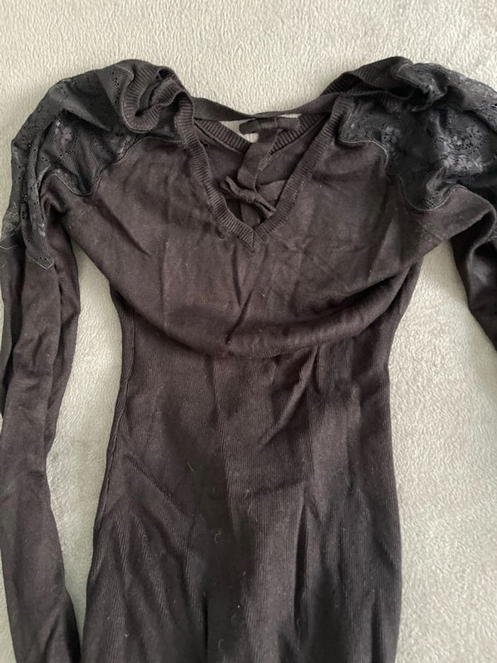 Pull morgan noir dentelle - photo numéro 2