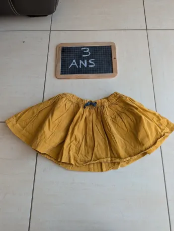 Jupe velours jaune moutarde obaïbi 3 ans