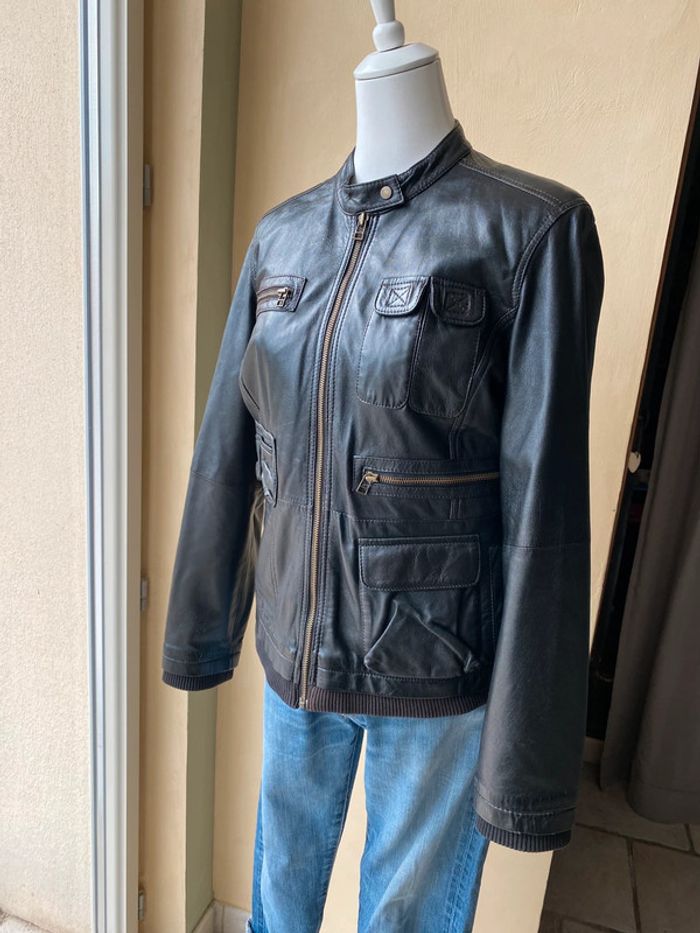 Veste en cuir perfecto noire Promod M/L - photo numéro 3
