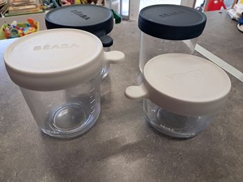 Lot de 4 pots de conservation diversification pot bébé en verre beaba