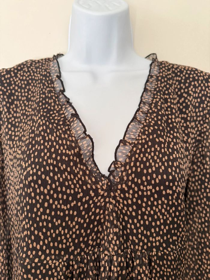 Robe noire tacheté beige Zara - photo numéro 6