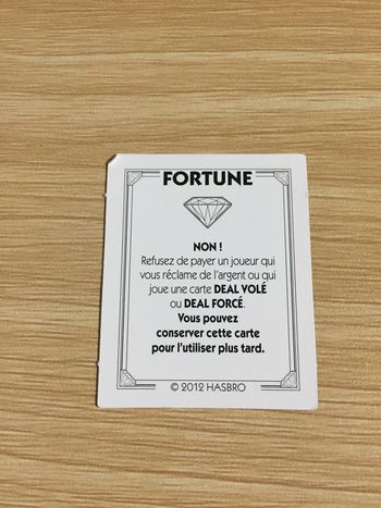 Carte Fortune non pièce détachée jeu de société Monopoly Millionnaire #A45