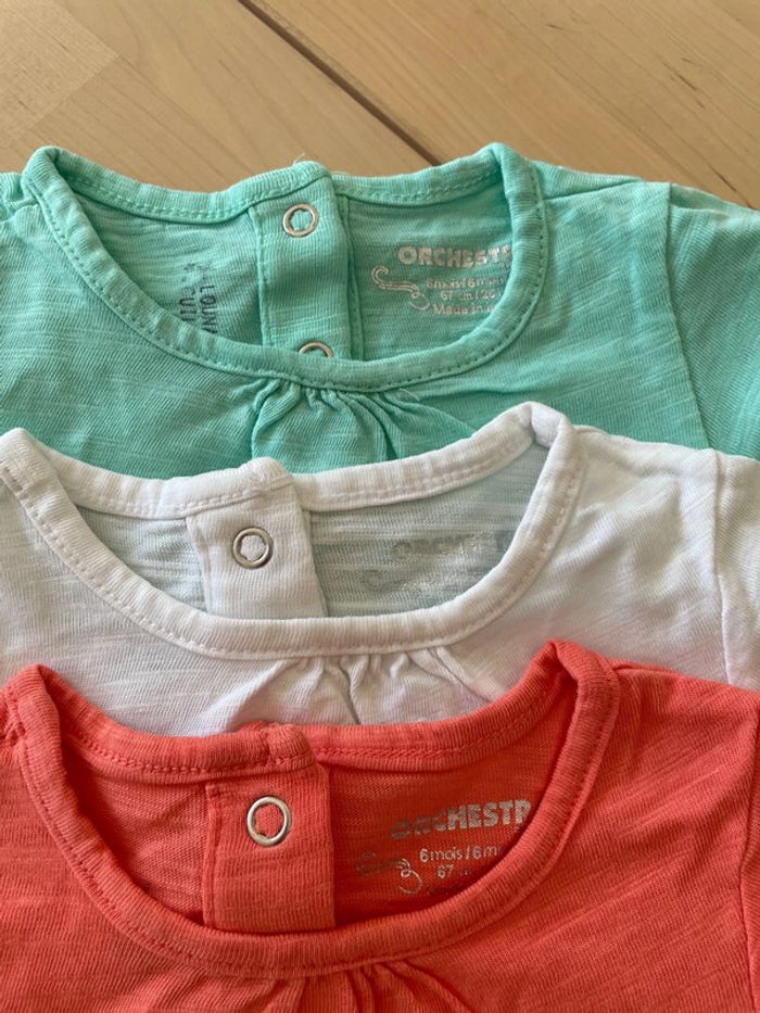 Lot de 7 tee shirt fille 6 mois orchestra obaibi - photo numéro 2