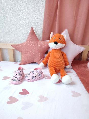 Chaussons bébé fille - Arc-en-ciel/Hérisson - Taille 18 - Proche du neuf - Tissaia