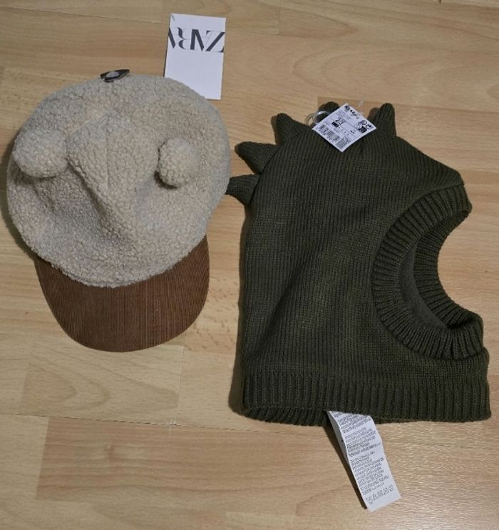 (Neufs non portés)🏷🤩🥰💙superbe  lot cagoule et casquette sherpa 3ans garçon💙😍🤩