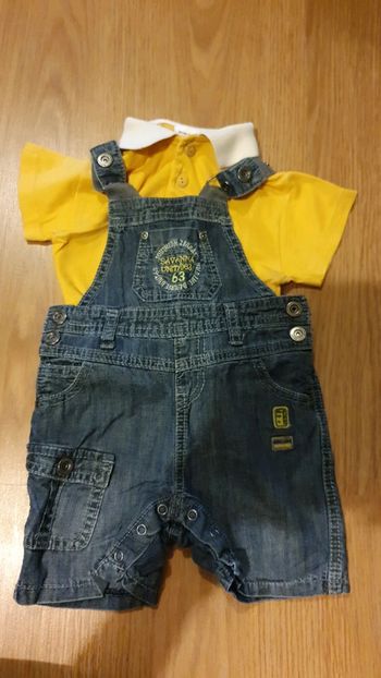 salopette short alphabet et polo absorba 6 mois