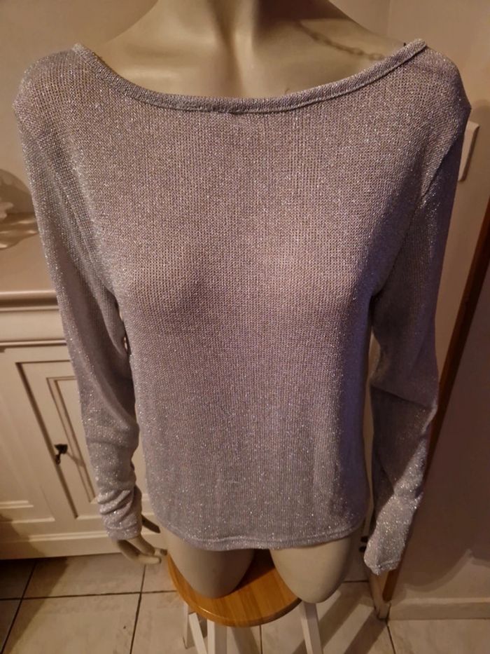 Pull mailles argentés H&M - photo numéro 4