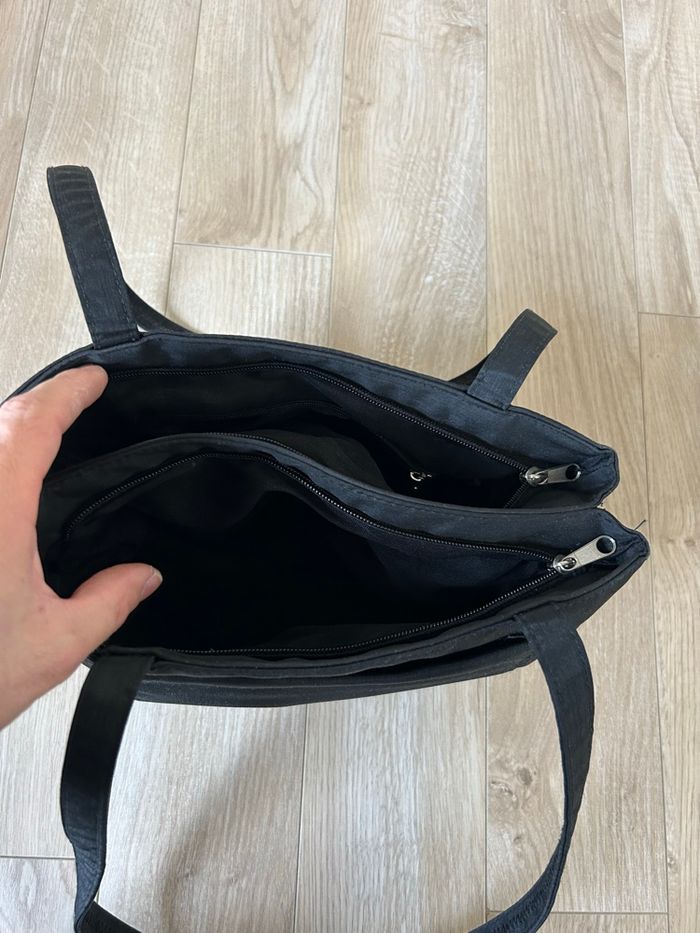 Sac cabas noir tissu Mick Gwend 34x23 cm - photo numéro 4