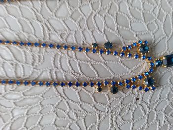 collier strass bleu