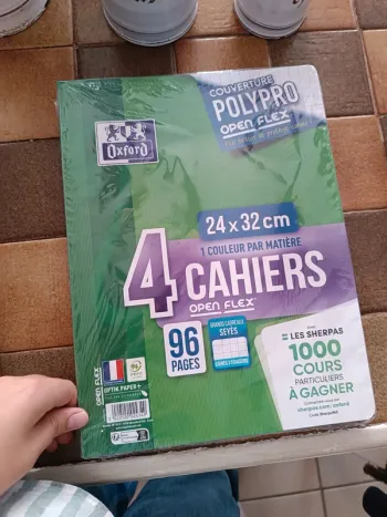 Lot de 4 cahiers Oxford polypro Open Flex 24 x 32 cm 96 pages grands carreaux neuf avec emballage