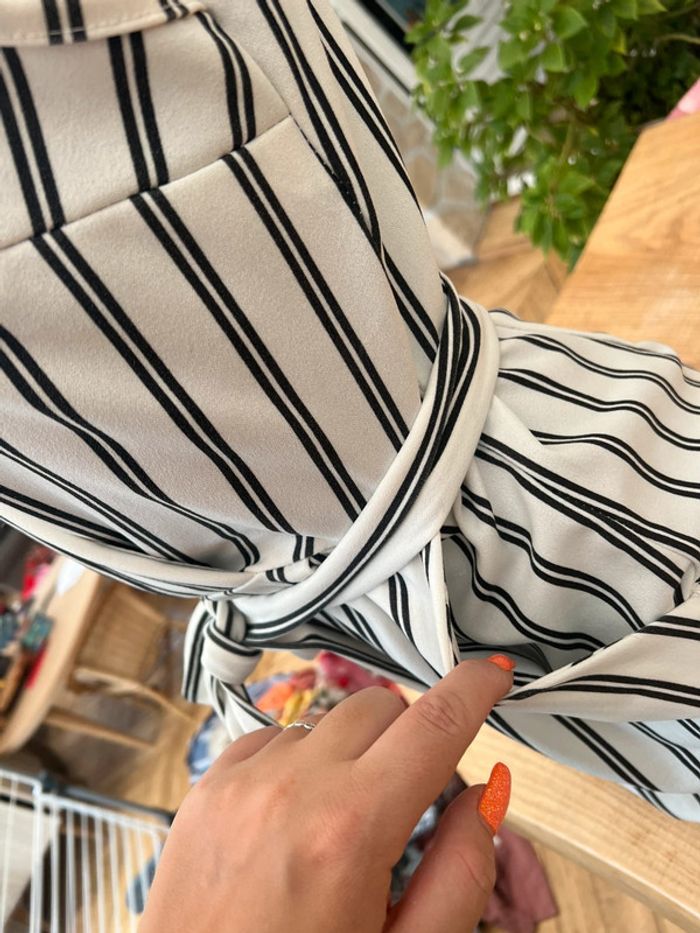 Combinaison short été Combi à rayures femme blanche noire M 38 - photo numéro 3