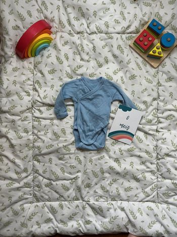 body manches longues bleu ouverture devant 0 mois tex