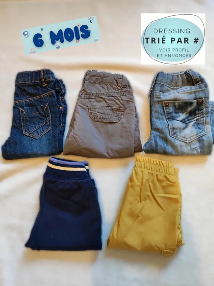 Lot 5 pantalons/jean 6 mois