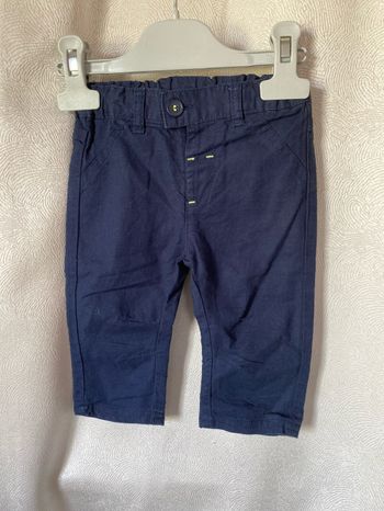 Pantalon lin coton bleu marine 6 mois kiabi
