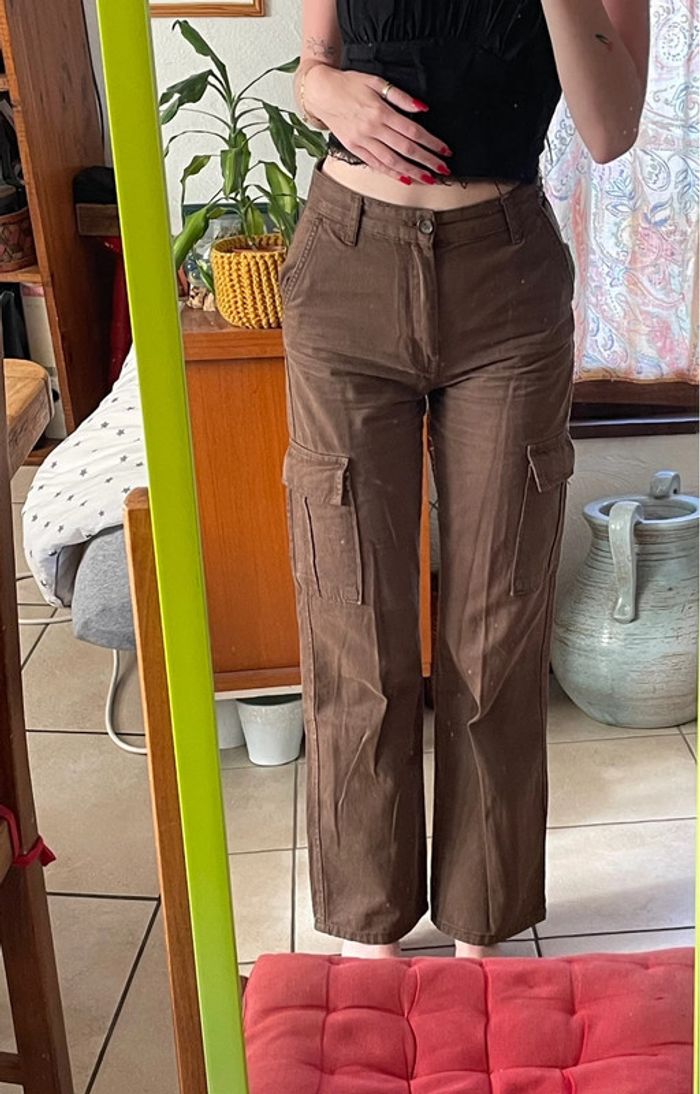 pantalon cargo marron - photo numéro 2