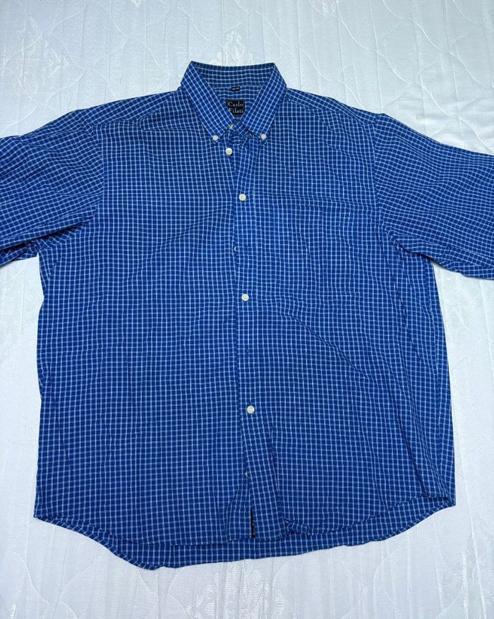 Chemise à  carreaux bleu marine Carlo Filati Taille 43/44 - photo numéro 3
