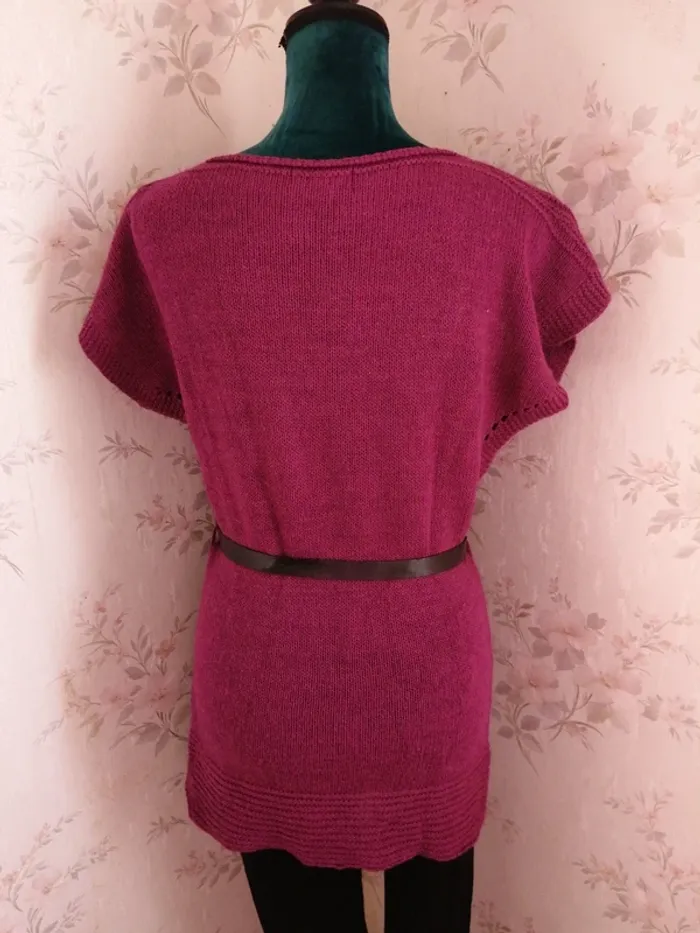 Robe tunique sans manches rose fushia avec ceinture simili cuir / made in italy / (S) - photo numéro 5