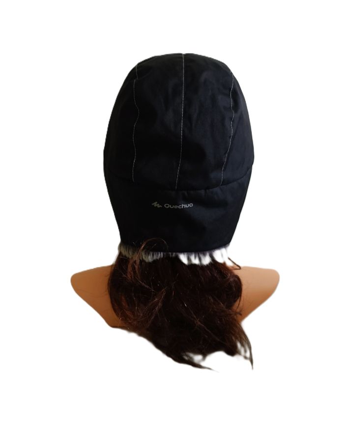 Bonnet cache oreilles. Chapka noir et beige. Fausse fourrure. Quechua. Taille S / M. 55 - 58 cm - photo numéro 5