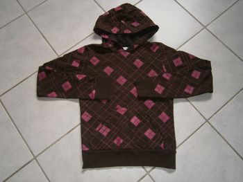 Sweat à capuche marron/rose DDP 14 ans
