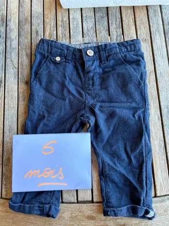 Pantalon bébé garçon style lin Tape à l’Oeil - 6 mois
