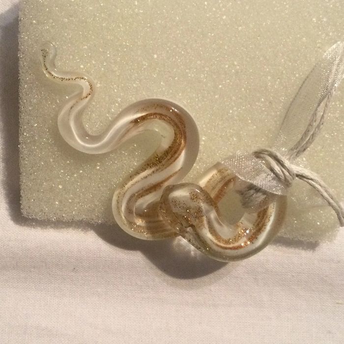 Collier verre blanc et or - photo numéro 2