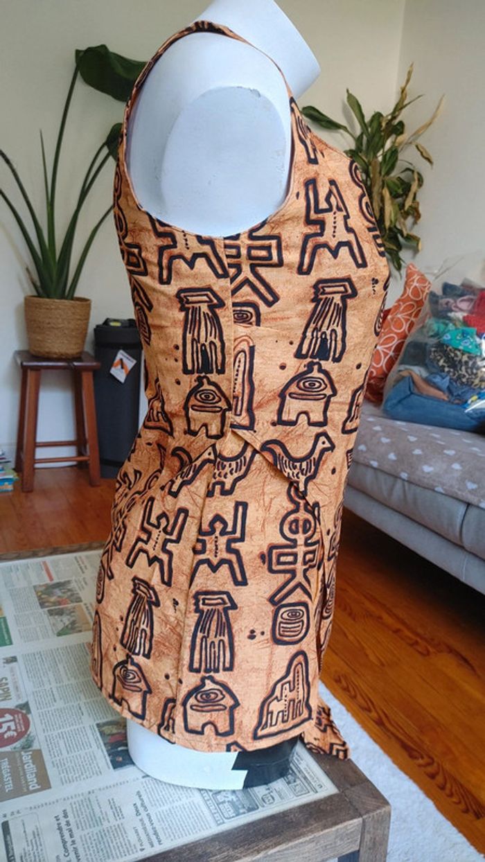 Haut top tunique sans manche tissu africain wax Batiq Sénégal - photo numéro 3