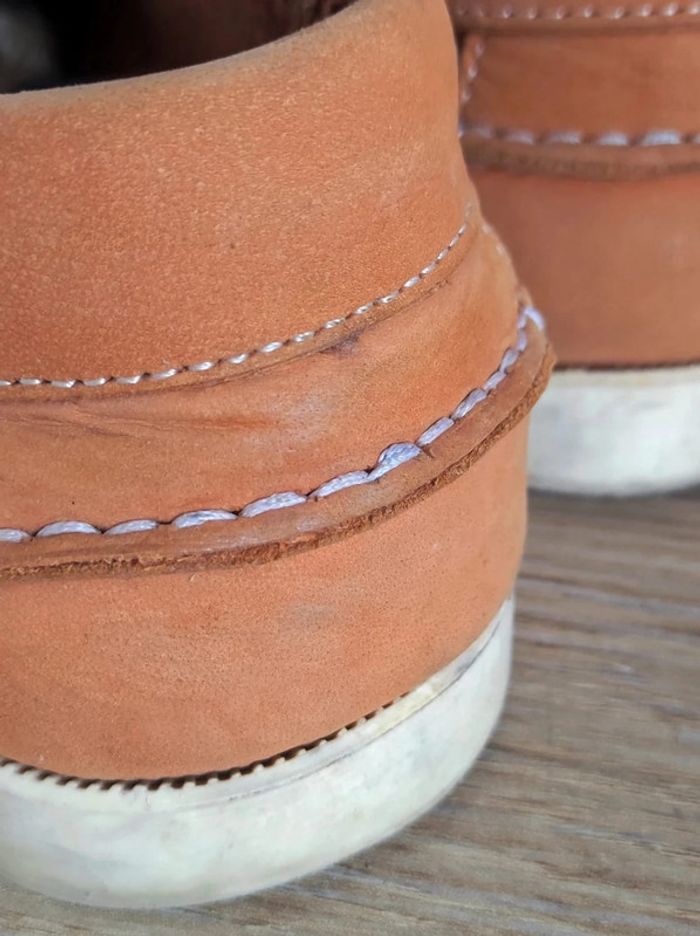 Chaussures bateau camel blanc cuir / Beverley - 40 - photo numéro 7