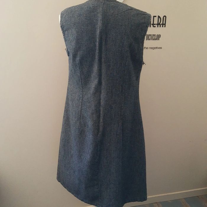 Robe mi longue denim en jean souple 100% coton couleur chambray coupe trapèze - photo numéro 6