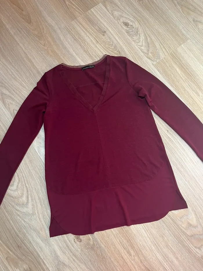blouse bordeaux avec transparence - photo numéro 4