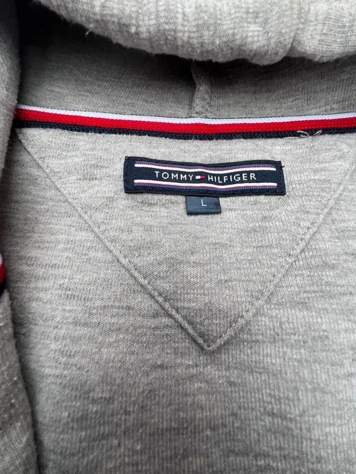 Veste full zip tommy Hilfiger gris taille L - photo numéro 5