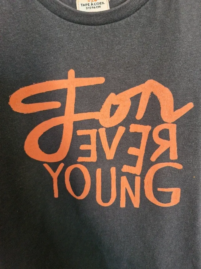 T-shirt manches courtes garçon 3 ans Tape a l'oeil noir orange - photo numéro 2