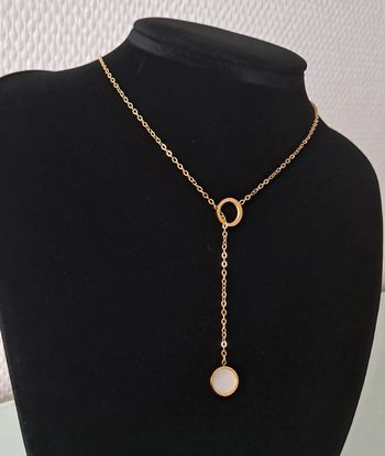 Parure acier inoxydable rond nacré blanc