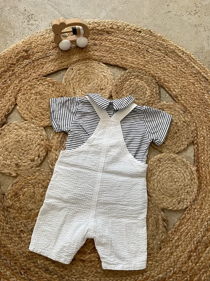 Ensemble salopette short + t-shirt manches courtes 6 mois - photo numéro 4