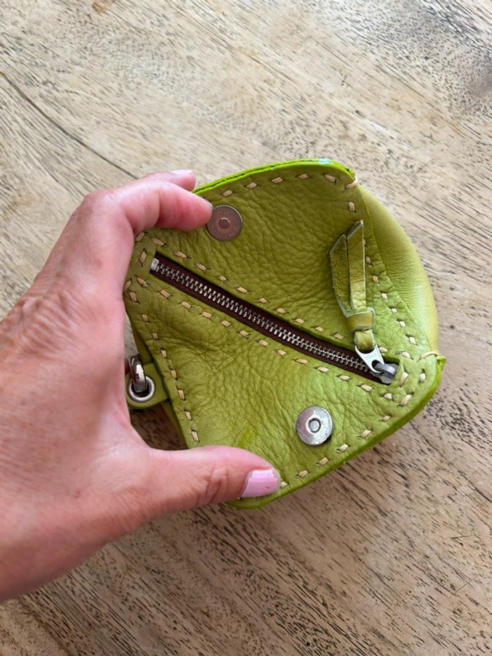 Porte monnaie en cuir anis - photo numéro 2