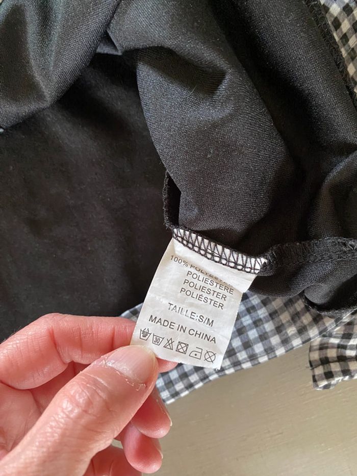 Chemise vichy noire et blanche à petits carreaux taille S / M - photo numéro 20
