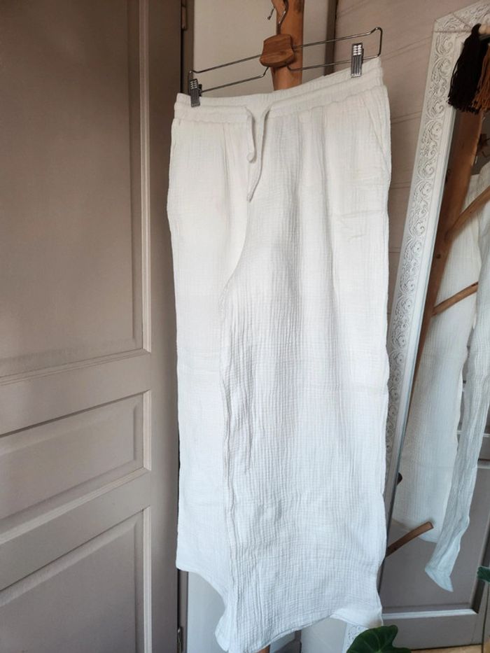 Pantalon gaze de coton blanc XL