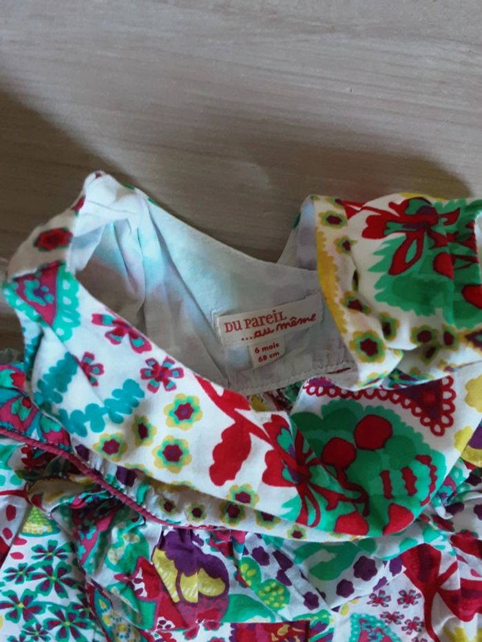 2 robes été 100% coton petits fleurs T. 6 mois - photo numéro 2