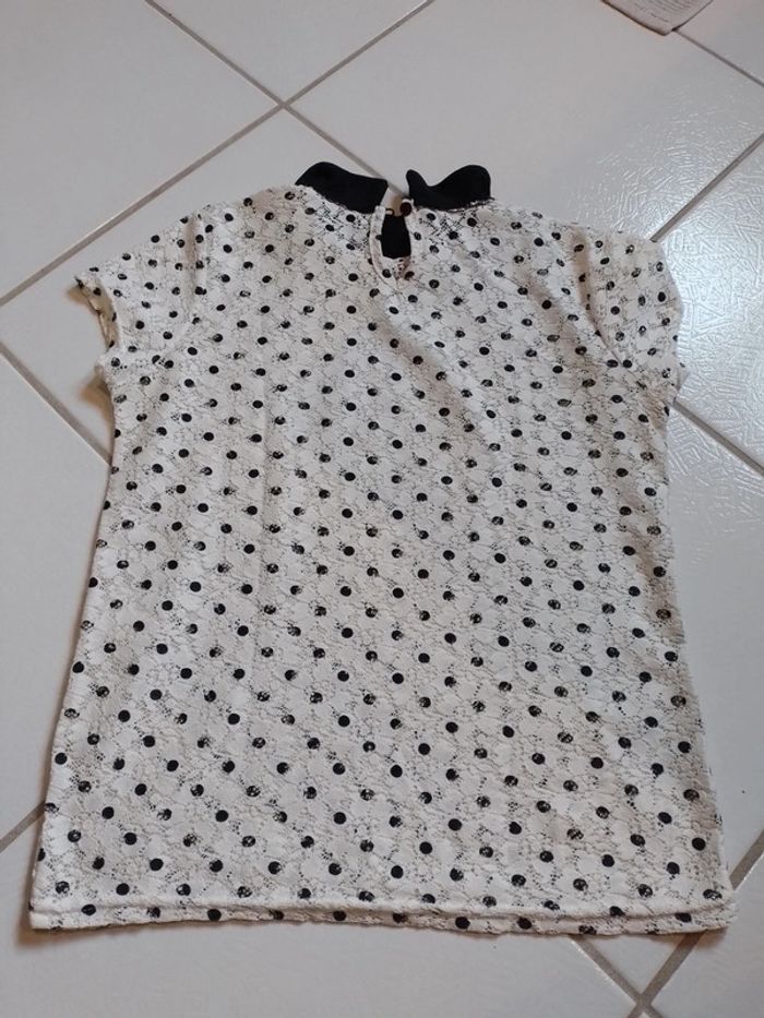 Blouse femmenoir et blanche col claudine Mim - photo numéro 9