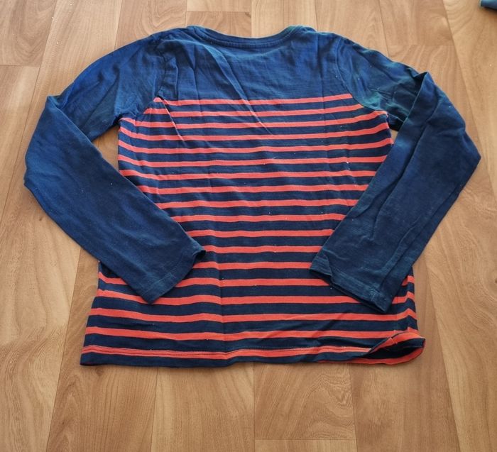 t-shirt manche longue galerie lafayette bleu à rayure taille 10ans - photo numéro 3