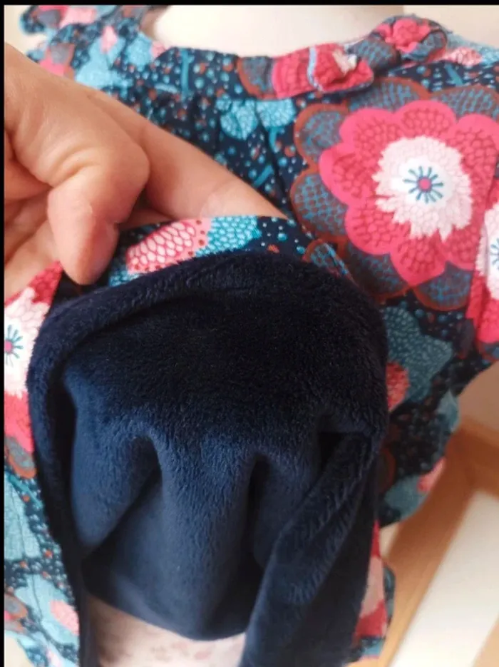 Adorable Robe Fleurie Doublée Polaire Neuve - Du Pareil Au Même - 18 Mois - photo numéro 4