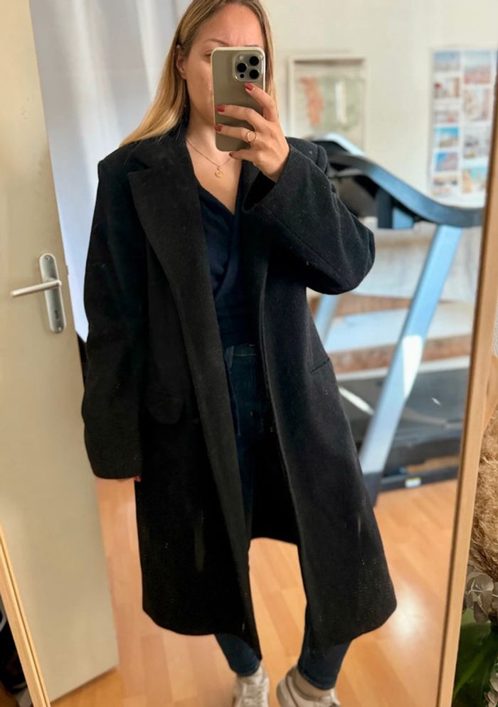 Manteau vintage gris anthracite, laine - 46