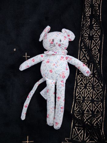 Doudou souris motif fleur petit bateau